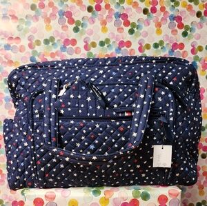 Vera Bradley "Summer Stars" Weekender Travel Bag, Zip ID; NWT; Blue; Patriotic